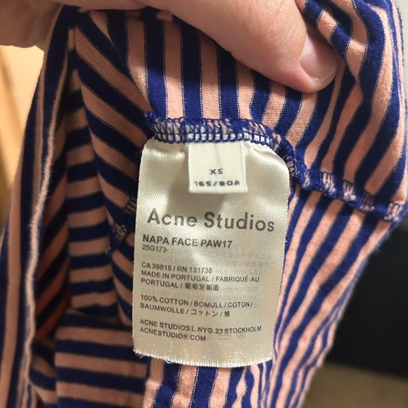 Acne Studios Napa face stripe tee shirt pink blue xs - Picture 8 of 9